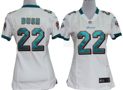 Miami Dolphins 22 Reggie Bush White Game Womens Team Nike Jerseys
